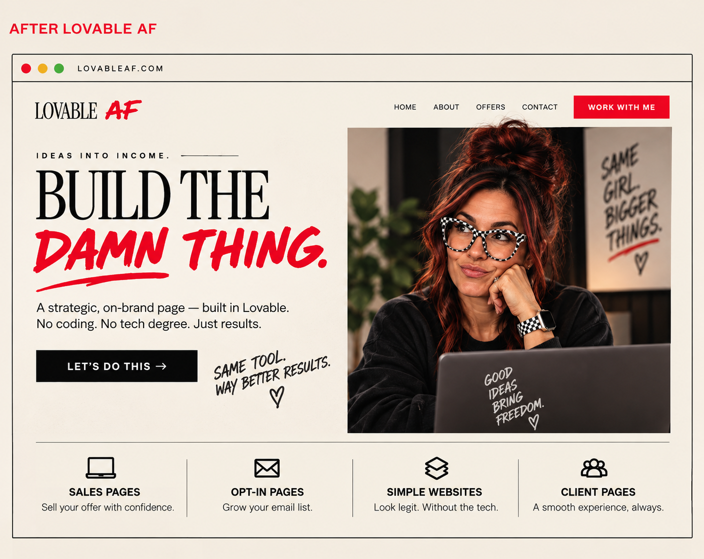 After: a branded, intentional page built in Lovable